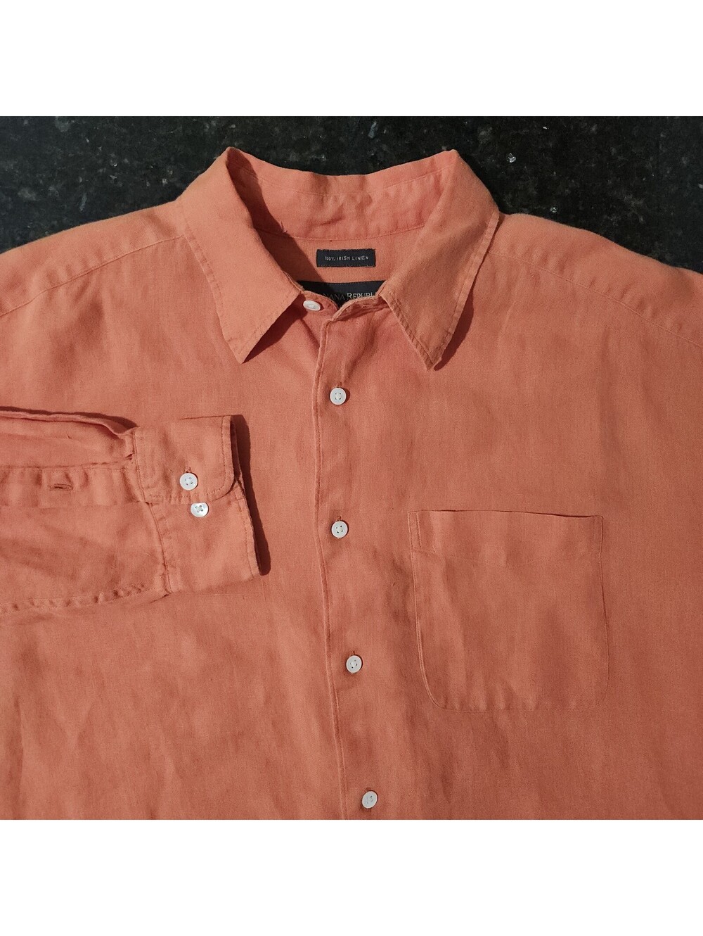 Banana Republic Linen Button Up Shirt Mens XL Cabana Preppy Summer Beach